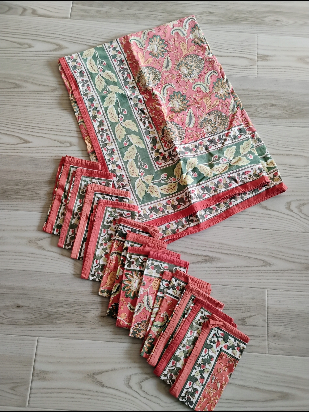 Natural Habitat Tablecloth Rectangle 56x80" 12 Fabric Napkins Autumn Cotton Set